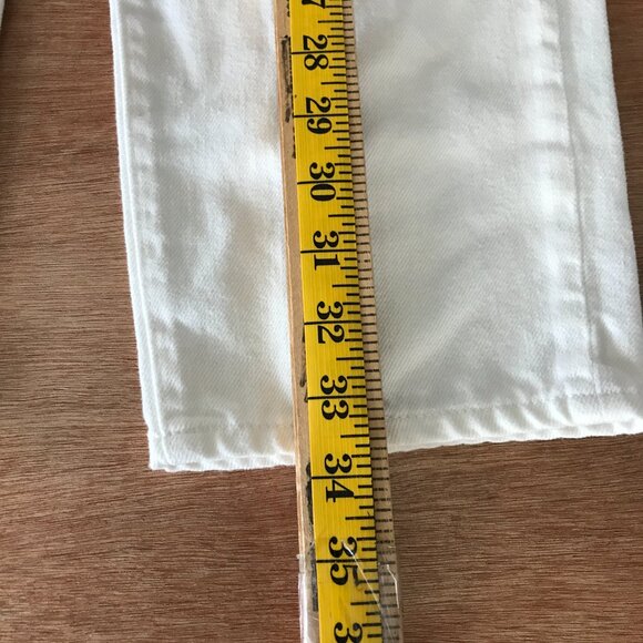 Uniqlo Relaxed Tapered Jeans Women 25 White Mid Rise Kaihara Fabric Stretch - Picture 7 of 12